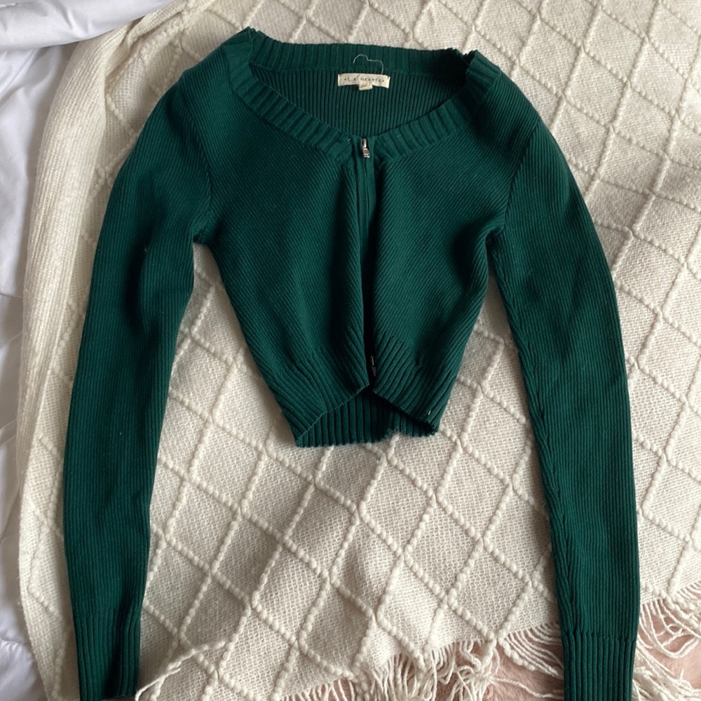 Green cropped Cardigan